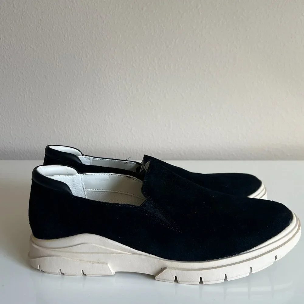 Franco Sarto L-Mayve Slip On Black Suede Leather Shoes 7.5 Wide - Picture 2 of 5